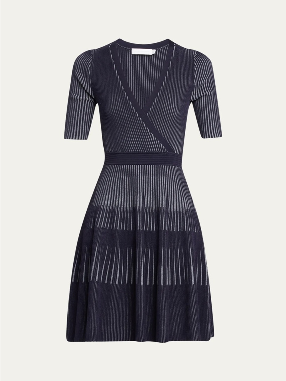 JONATHAN SIMKHAI Nadya Compact Rib Wrap Skater Mini Dress